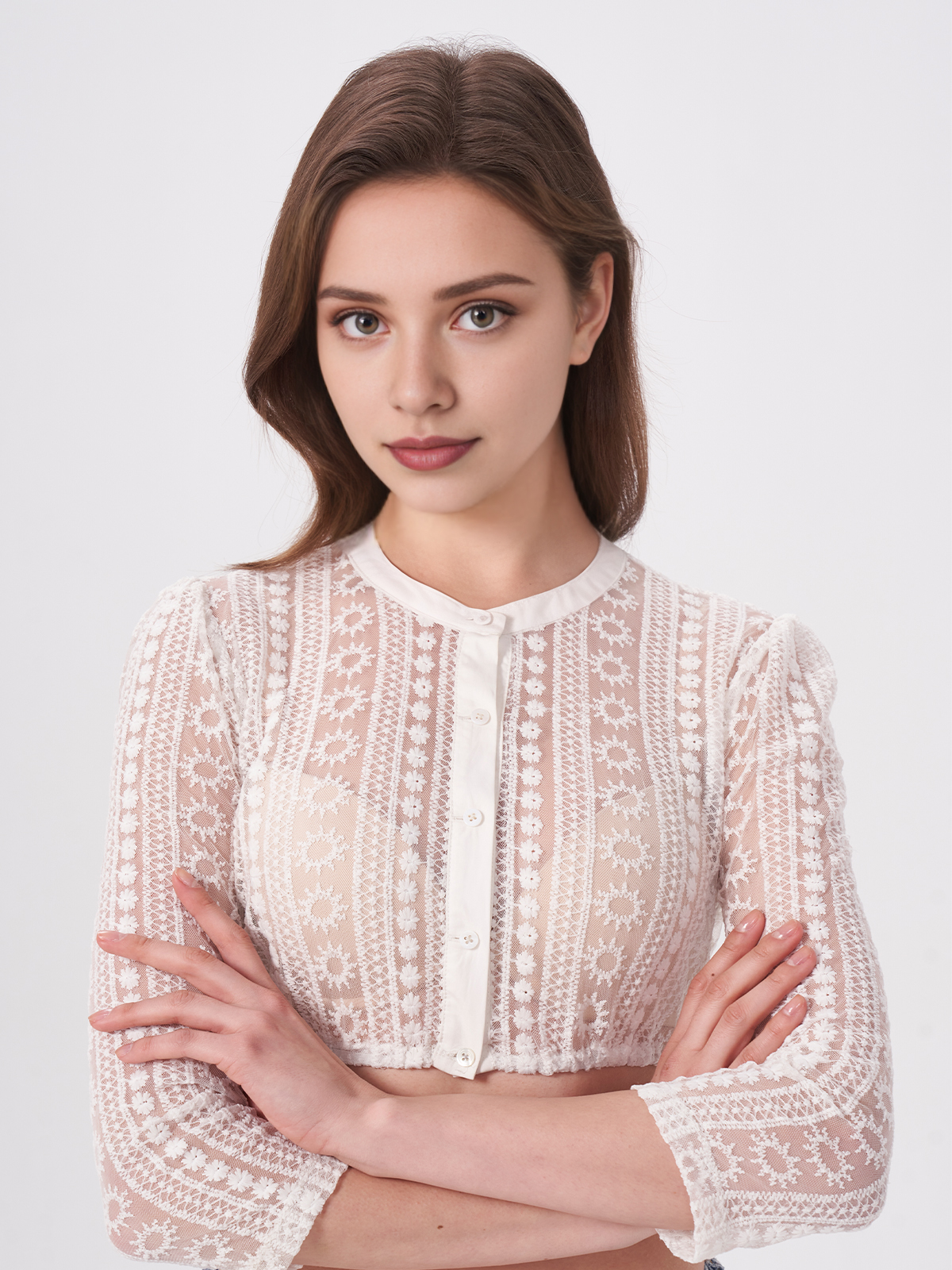 Dirndl mit Ausschnitt in Weiß
